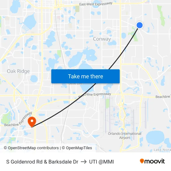 S Goldenrod Rd & Barksdale Dr to UTI @MMI map