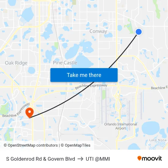S Goldenrod Rd & Govern Blvd to UTI @MMI map