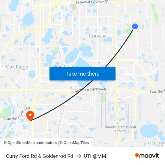 Curry Ford Rd & Goldenrod Rd to UTI @MMI map