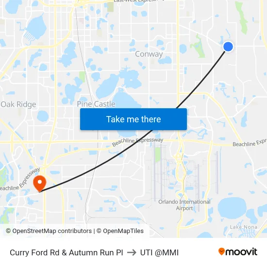 Curry Ford Rd & Autumn Run Pl to UTI @MMI map