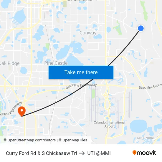 Curry Ford Rd & S Chickasaw Trl to UTI @MMI map