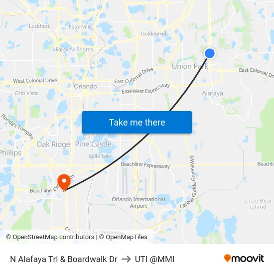 N Alafaya Trl & Boardwalk Dr to UTI @MMI map
