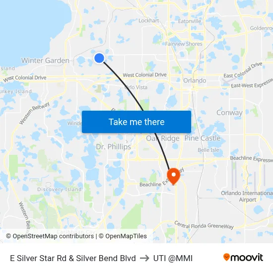 E Silver Star Rd & Silver Bend Blvd to UTI @MMI map