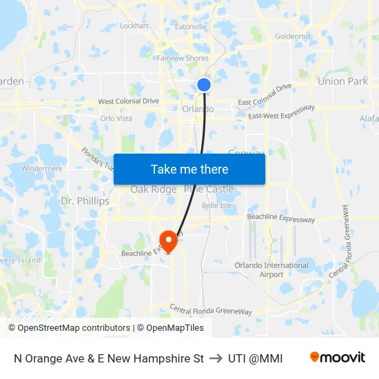 N Orange Ave & E New Hampshire St to UTI @MMI map