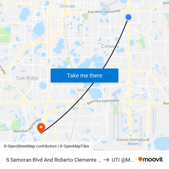 S Semoran Blvd And Roberto Clemente Rd to UTI @MMI map