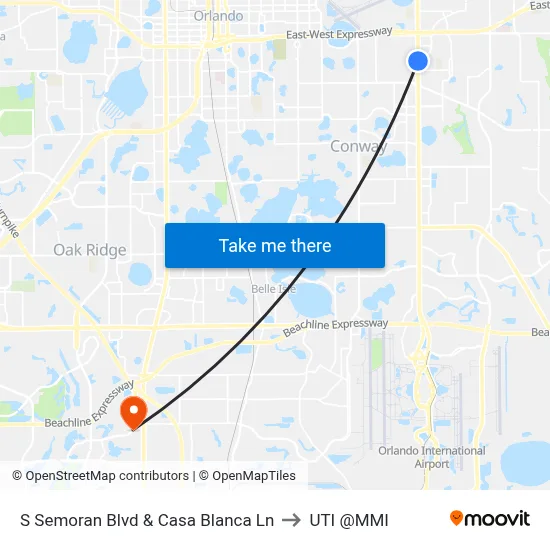 S Semoran Blvd & Casa Blanca Ln to UTI @MMI map