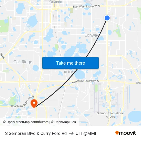 S Semoran Blvd & Curry Ford Rd to UTI @MMI map