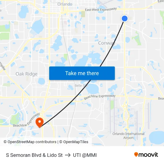 S Semoran Blvd & Lido St to UTI @MMI map