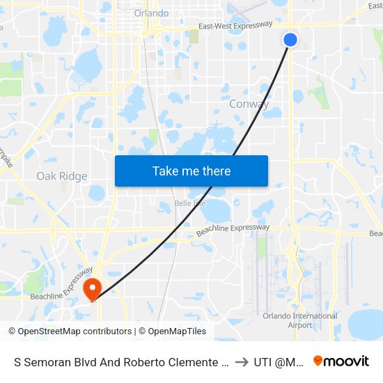 S Semoran Blvd And Roberto Clemente Rd to UTI @MMI map