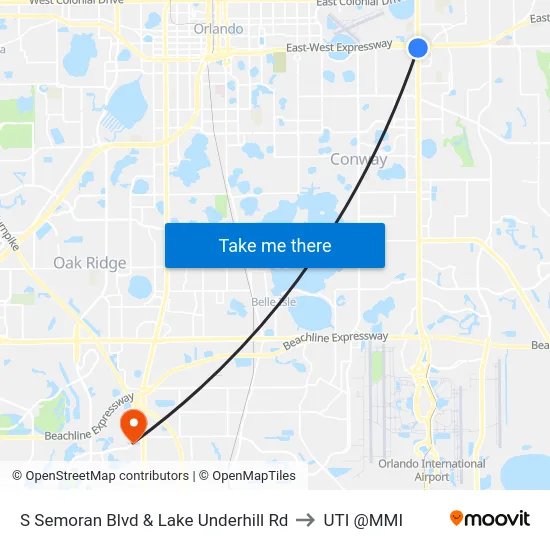 S Semoran Blvd & Lake Underhill Rd to UTI @MMI map