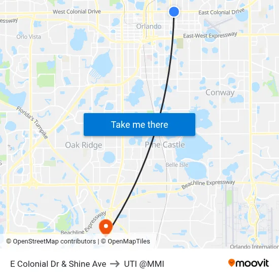 E Colonial Dr & Shine Ave to UTI @MMI map