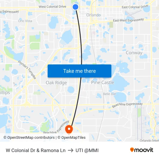W Colonial Dr & Ramona Ln to UTI @MMI map
