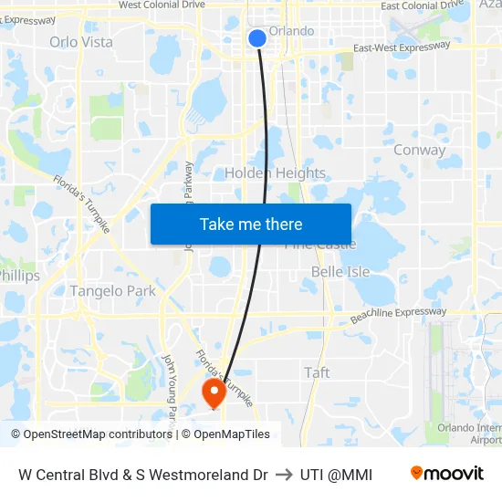 W Central Blvd & S Westmoreland Dr to UTI @MMI map
