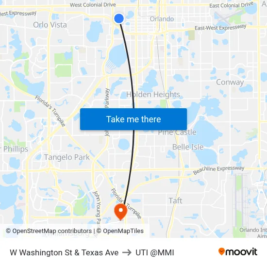 W Washington St & Texas Ave to UTI @MMI map