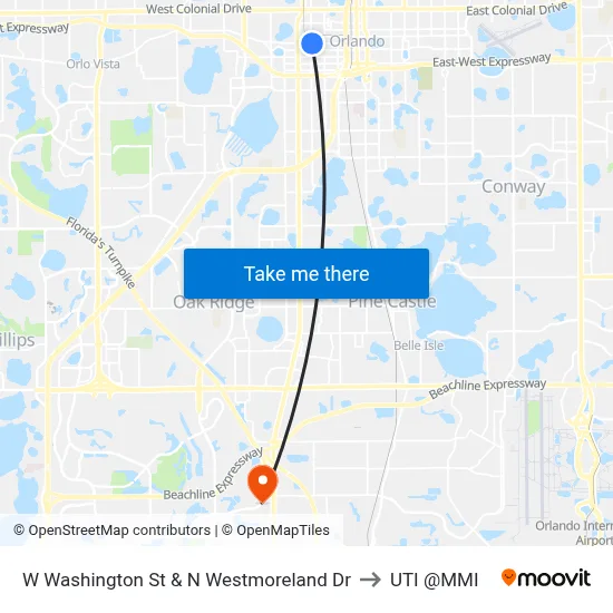 W Washington St & N Westmoreland Dr to UTI @MMI map