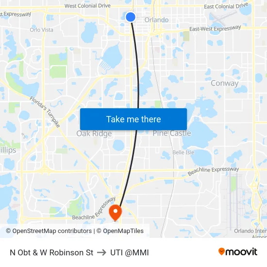 N Orange Blossom Trl & W Robinson St to UTI @MMI map