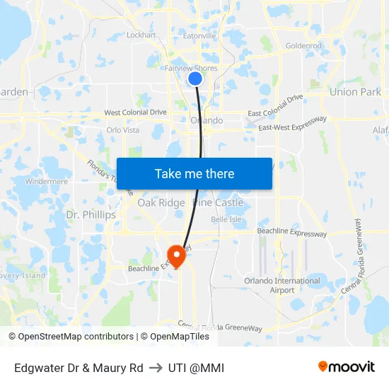 Edgwater Dr & Maury Rd to UTI @MMI map