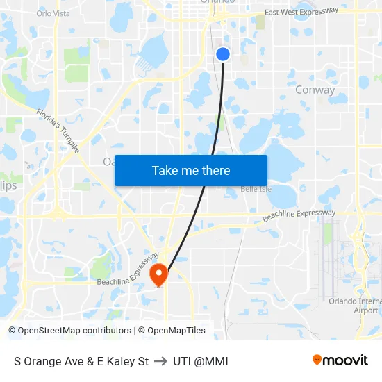 S Orange Ave & E Kaley St to UTI @MMI map