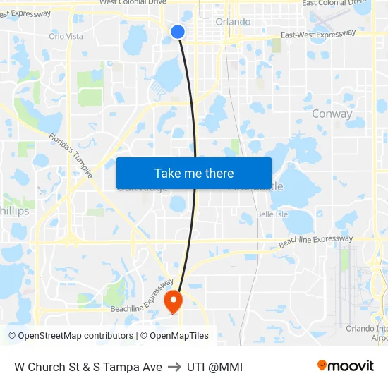 W Church St & S Tampa Ave to UTI @MMI map