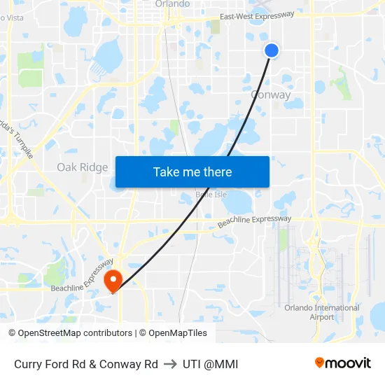 Curry Ford Rd & Conway Rd to UTI @MMI map