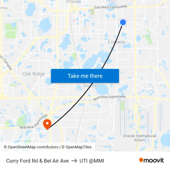 Curry Ford Rd & Bel Air Ave to UTI @MMI map