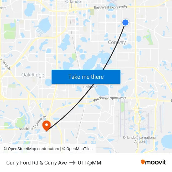 Curry Ford Rd & Curry Ave to UTI @MMI map