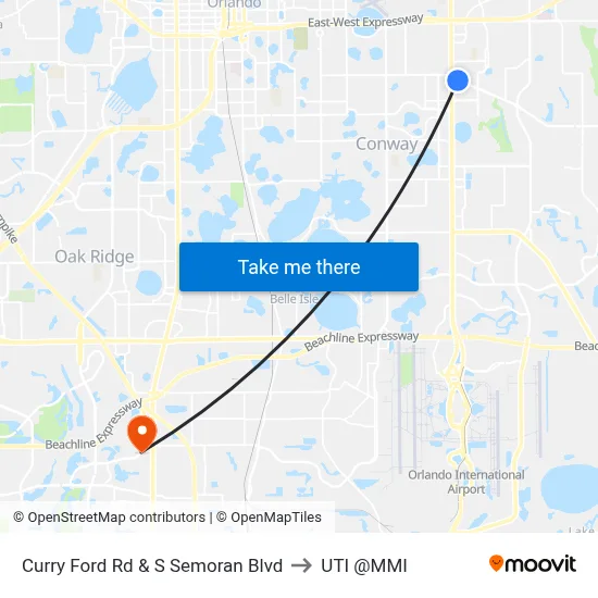 Curry Ford Rd & S Semoran Blvd to UTI @MMI map