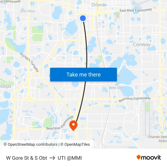 W Gore St & S Orange Blossom Trl to UTI @MMI map