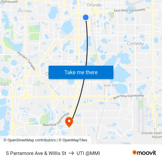 S Parramore Ave & Willis St to UTI @MMI map