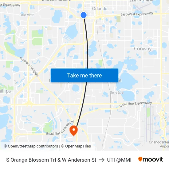 S Orange Blossom Trl & W Anderson St to UTI @MMI map