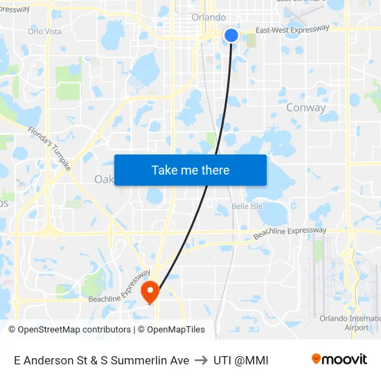 E Anderson St & S Summerlin Ave to UTI @MMI map