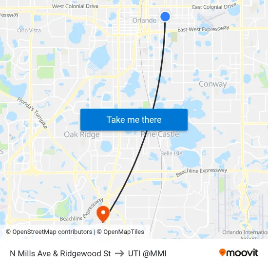 N Mills Ave & Ridgewood St to UTI @MMI map