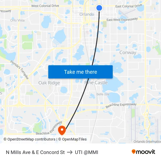 N Mills Ave & E Concord St to UTI @MMI map