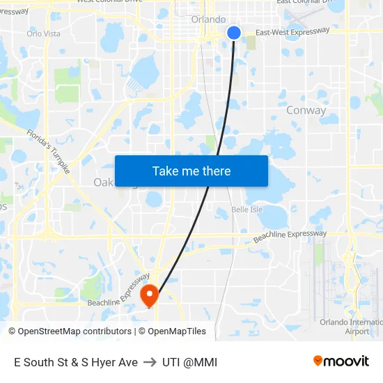E South St & S Hyer Ave to UTI @MMI map