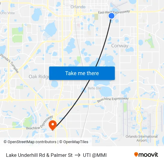 Lake Underhill Rd & Palmer St to UTI @MMI map