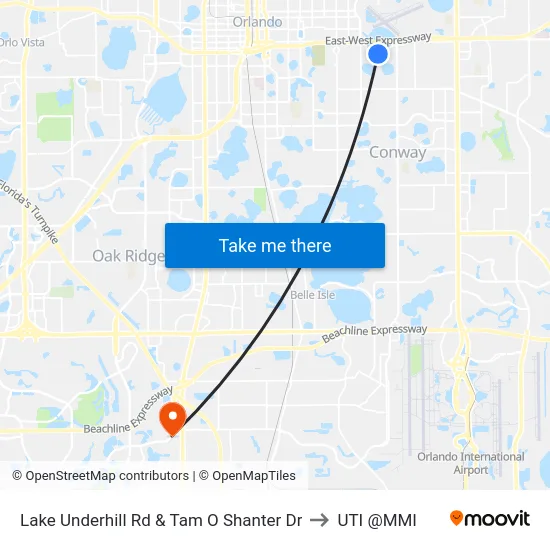 Lake Underhill Rd & Tam O Shanter Dr to UTI @MMI map