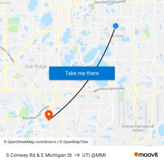 S Conway Rd & E Michigan St to UTI @MMI map