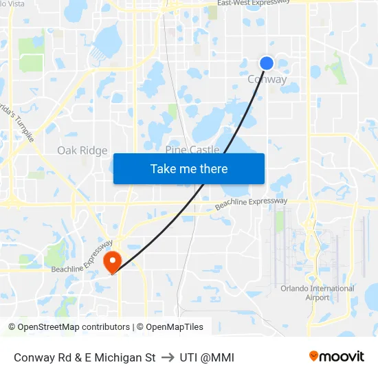 Conway Rd & E Michigan St to UTI @MMI map