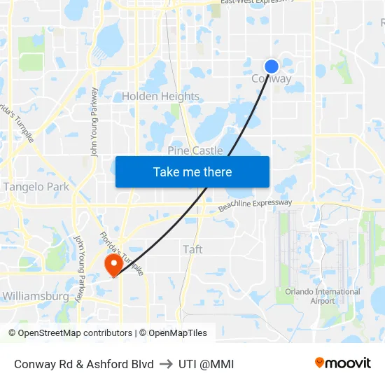 Conway Rd & Ashford Blvd to UTI @MMI map