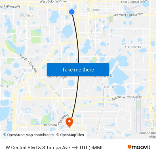 W Central Blvd & S Tampa Ave to UTI @MMI map