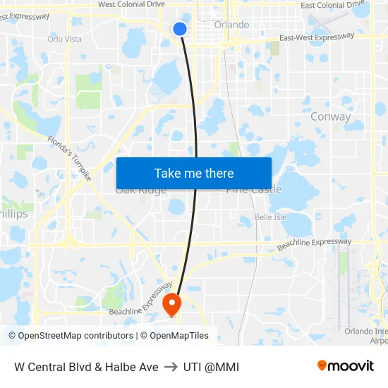 W Central Blvd & Halbe Ave to UTI @MMI map