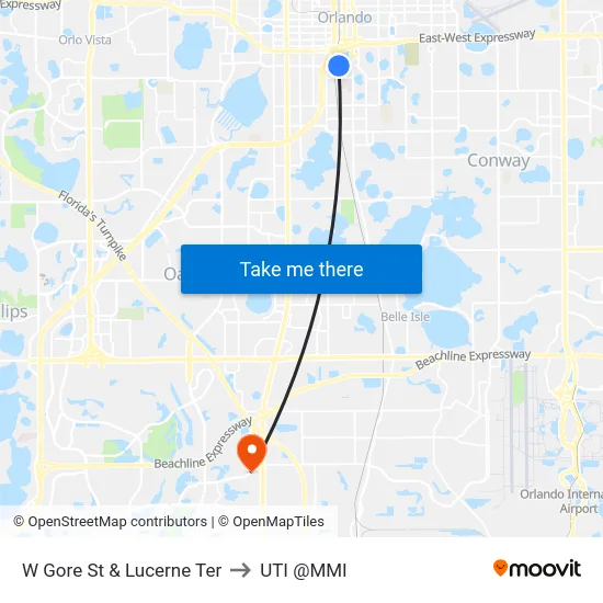 W Gore St & Lucerne Ter to UTI @MMI map
