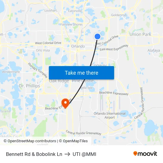 Bennett Rd & Bobolink Ln to UTI @MMI map