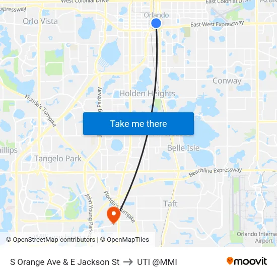 S Orange Ave & E Jackson St to UTI @MMI map