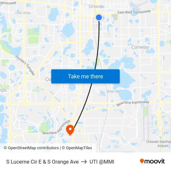 S Lucerne Cir E & S Orange Ave to UTI @MMI map
