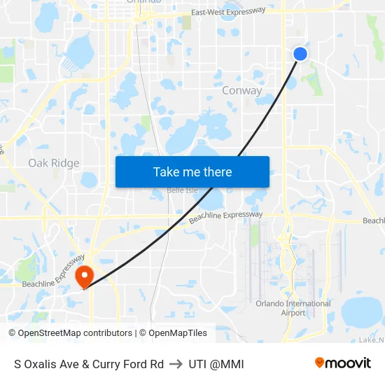 S Oxalis Ave & Curry Ford Rd to UTI @MMI map