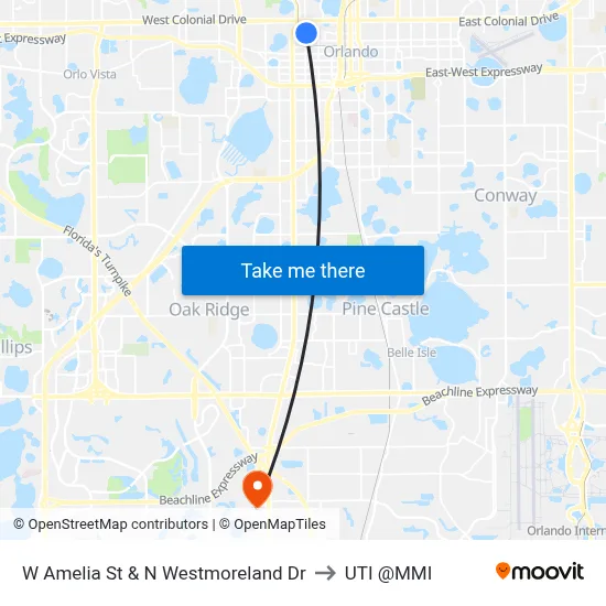 W Amelia St & N Westmoreland Dr to UTI @MMI map
