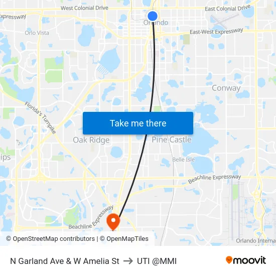 N Garland Ave & W Amelia St to UTI @MMI map