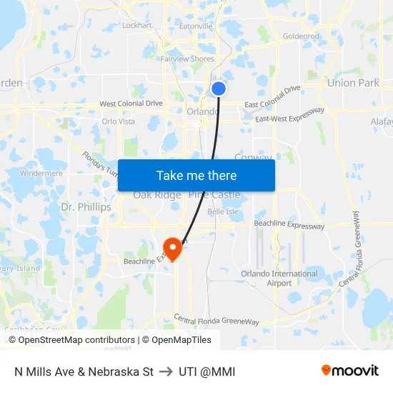 N Mills Ave & Nebraska St to UTI @MMI map