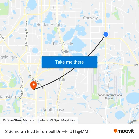 S Semoran Blvd & Turnbull Dr to UTI @MMI map